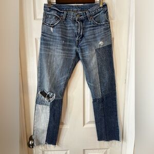 Levi's 501 Straight Leg Button Fly Jeans Patchwork Raw Size 27